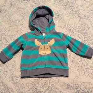 Carter's Teal and Gray Striped Fleece Jacket